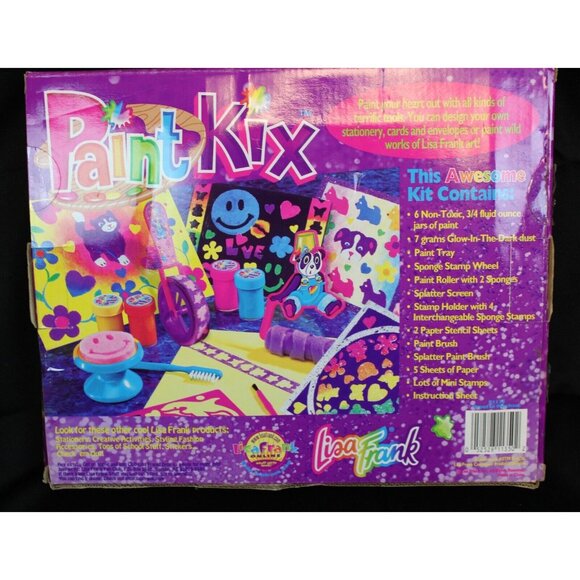 Vtg 30 Pc Lisa Frank Paint Kix Activity Set Craft Kit Stamp Wheel Roller Sponge - Picture 2 of 12